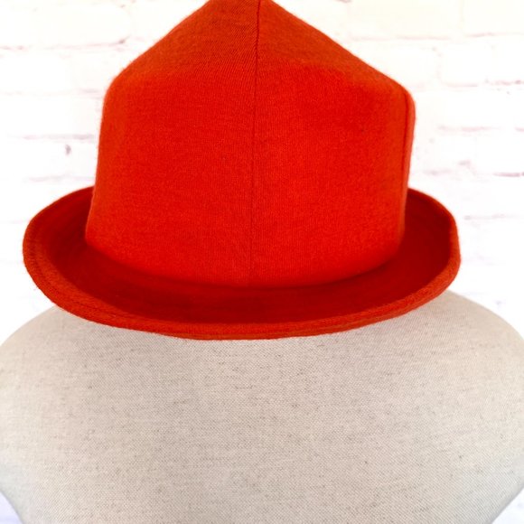 70's Bright Orange Wool Hat - Happy Cappers Los Angeles, Calif - Picture 7 of 12